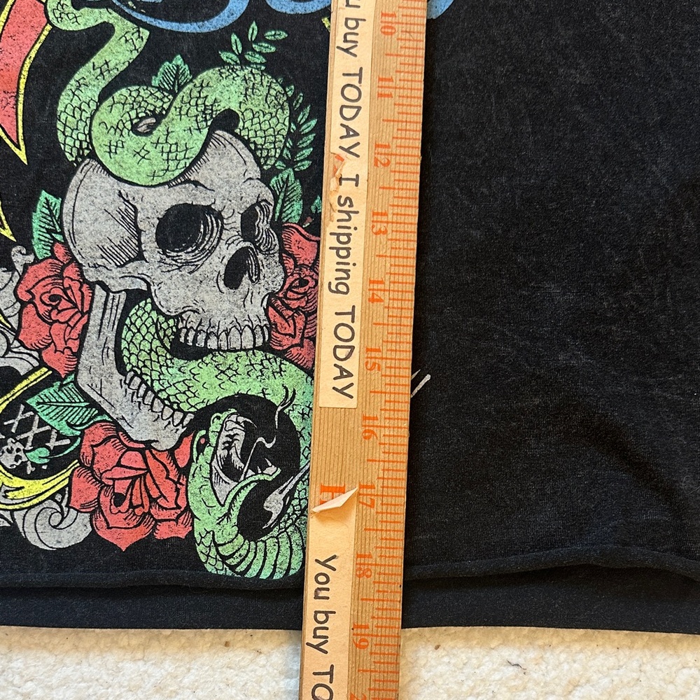 Poison Crop Top Graphic Skull and Snake Black Tee Juniors XXL Short Sleeves - Picture 4 of 6